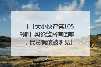 「大小快评第1059期」舆论监督有回响，民意就该被听见