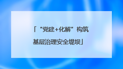 “党建+化解”构筑基层治理安全堤坝