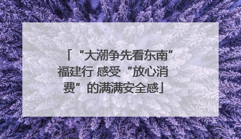 “大潮争先看东南”福建行 感受“放心消费”的满满安全感