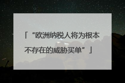 “欧洲纳税人将为根本不存在的威胁买单”