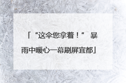 “这伞您拿着！” 暴雨中暖心一幕刷屏宜都