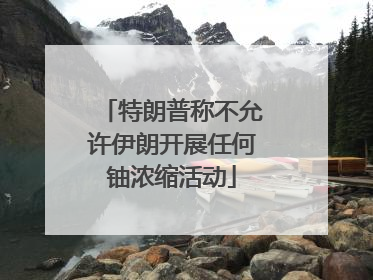 特朗普称不允许伊朗开展任何铀浓缩活动