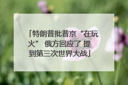 特朗普批普京“在玩火” 俄方回应了 提到第三次世界大战