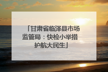 甘肃省临泽县市场监管局：快检小举措 护航大民生