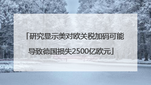 研究显示美对欧关税加码可能导致德国损失2500亿欧元