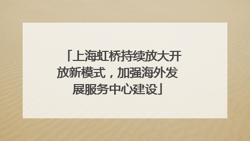 上海虹桥持续放大开放新模式，加强海外发展服务中心建设
