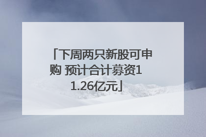 下周两只新股可申购 预计合计募资11.26亿元