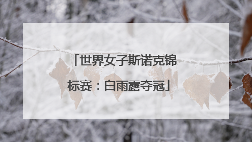 世界女子斯诺克锦标赛：白雨露夺冠