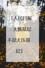 人民日报：大抓基层不是大压基层
