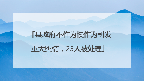 县政府不作为慢作为引发重大舆情，25人被处理