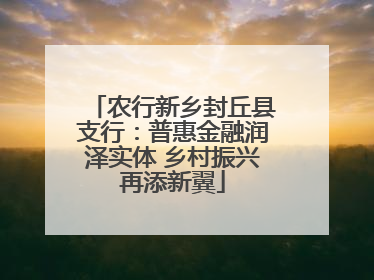 农行新乡封丘县支行：普惠金融润泽实体 乡村振兴再添新翼