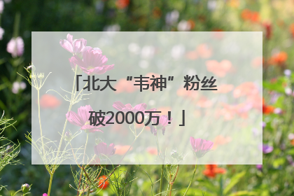 北大“韦神”粉丝破2000万！