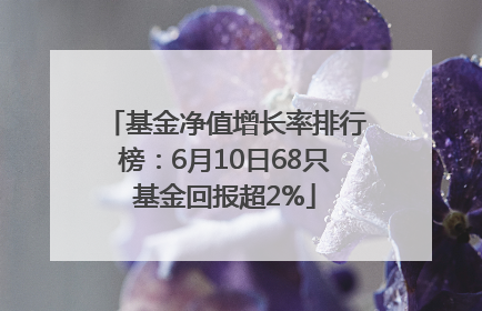 基金净值增长率排行榜：6月10日68只基金回报超2%
