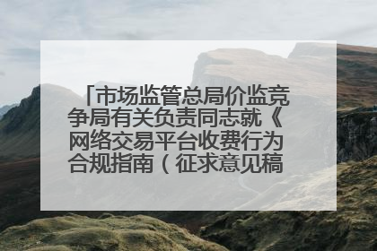 市场监管总局价监竞争局有关负责同志就《网络交易平台收费行为合规指南（征求意见稿）》答记者问