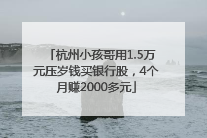杭州小孩哥用1.5万元压岁钱买银行股，4个月赚2000多元