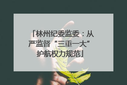 林州纪委监委：从严监督“三重一大” 护航权力规范