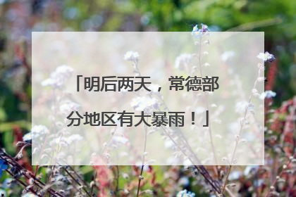 明后两天，常德部分地区有大暴雨！