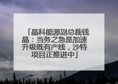 晶科能源副总裁钱晶：当务之急是加速升级既有产线，沙特项目正推进中
