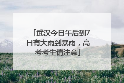 武汉今日午后到7日有大雨到暴雨，高考考生请注意