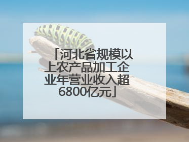 河北省规模以上农产品加工企业年营业收入超6800亿元