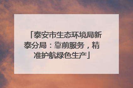 泰安市生态环境局新泰分局：靠前服务，精准护航绿色生产