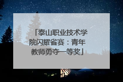 泰山职业技术学院闪耀省赛：青年教师勇夺一等奖