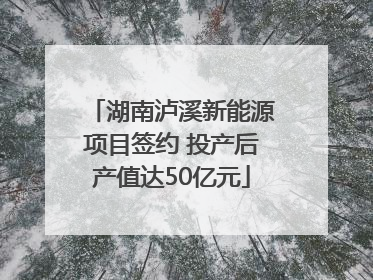 湖南泸溪新能源项目签约 投产后产值达50亿元