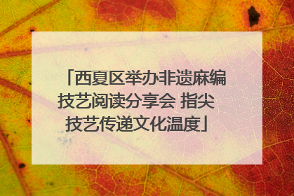 西夏区举办非遗麻编技艺阅读分享会 指尖技艺传递文化温度