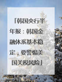 韩国央行半年报：韩国金融体系基本稳定，要警惕美国关税风险