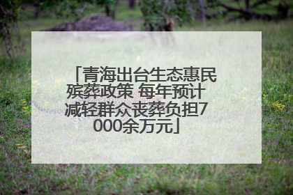 青海出台生态惠民殡葬政策 每年预计减轻群众丧葬负担7000余万元
