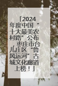 2024年度中国“十大最美农村路”公布，枣庄市台儿庄区“鲁风运河”古城文化廊道上榜！