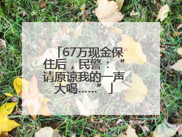 67万现金保住后，民警：“请原谅我的一声大喝……”
