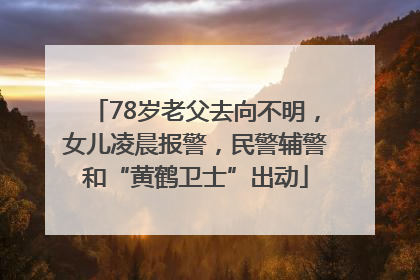78岁老父去向不明，女儿凌晨报警，民警辅警和“黄鹤卫士”出动