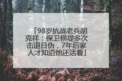 98岁抗战老兵胡克祥：保卫横堤多次击退日伪，7年后家人才知道他还活着